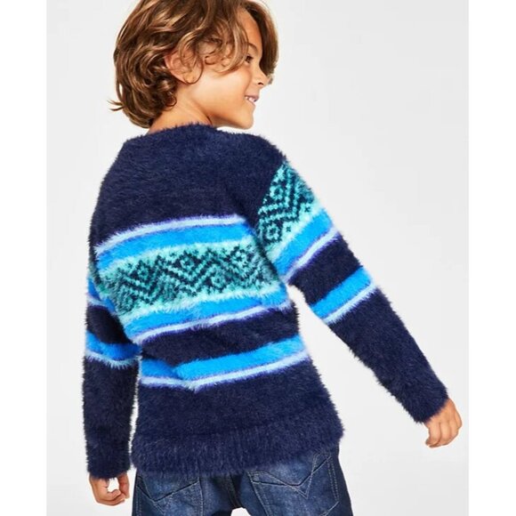 Holiday Lane Little Boys 7 Fair Isle Crewneck Long-Sleeve Sweater Blue $40 041 - Picture 3 of 9